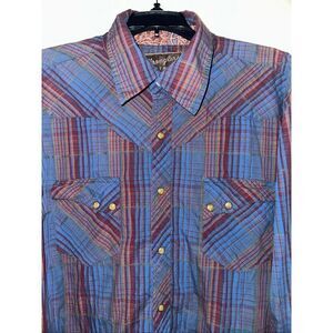 Wrangler Retro Men's Long sleeve Western Pearl Snap Sawtooth Pocket Plaid size X